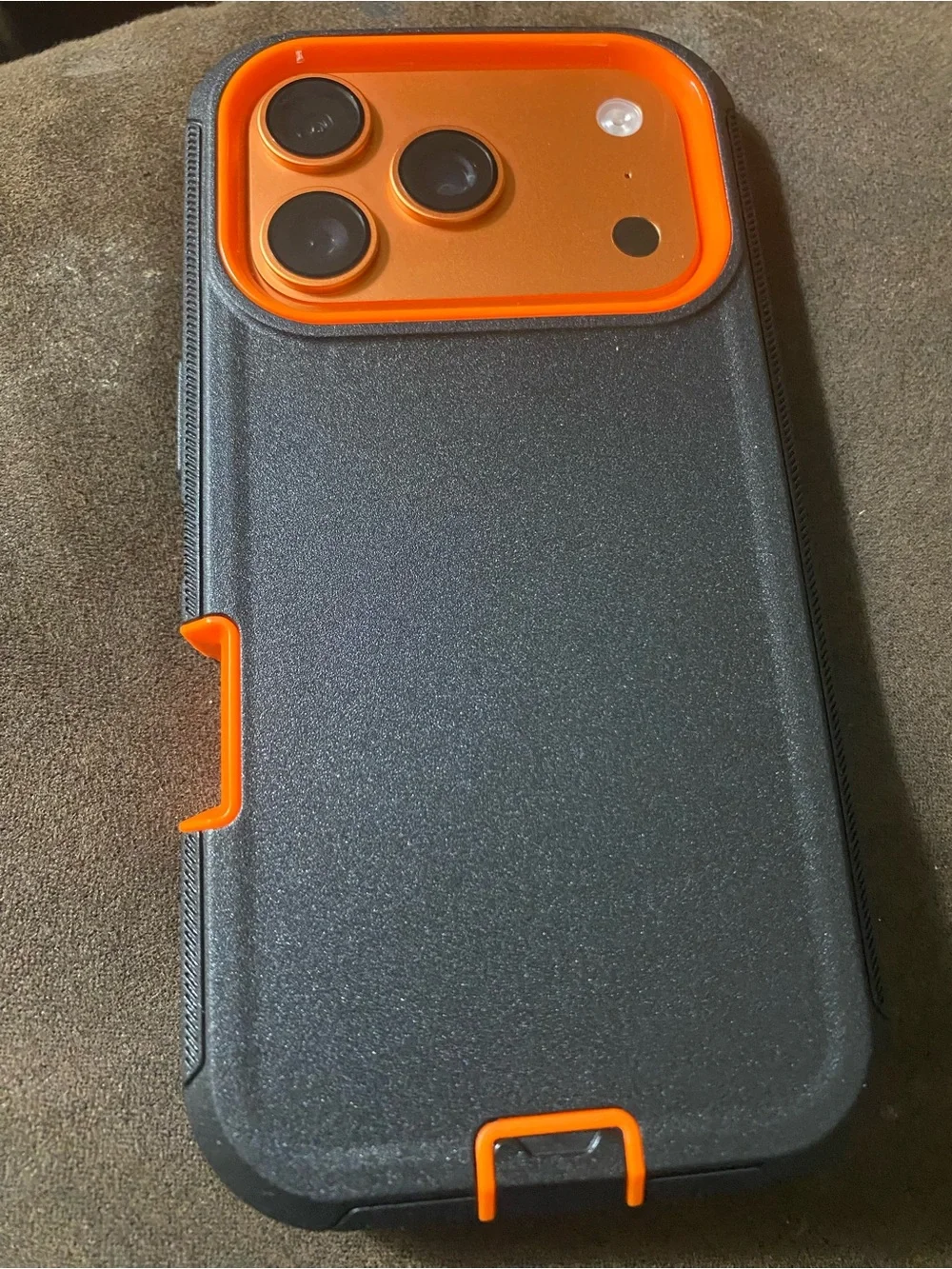 Premium iPhone 17 Pro Black Case with Orange Accent